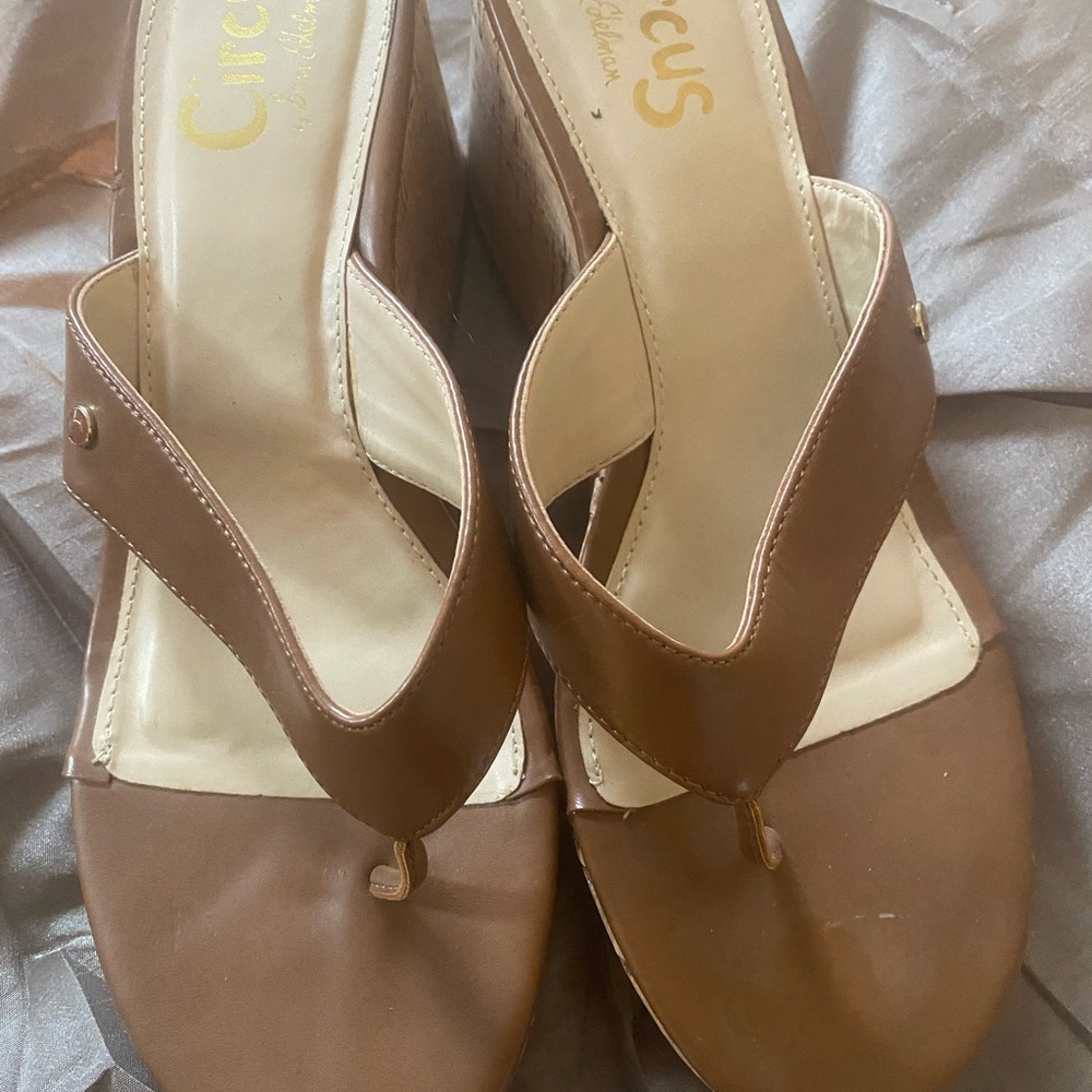 Flip flop wedges size 8. Brown. Never worn.